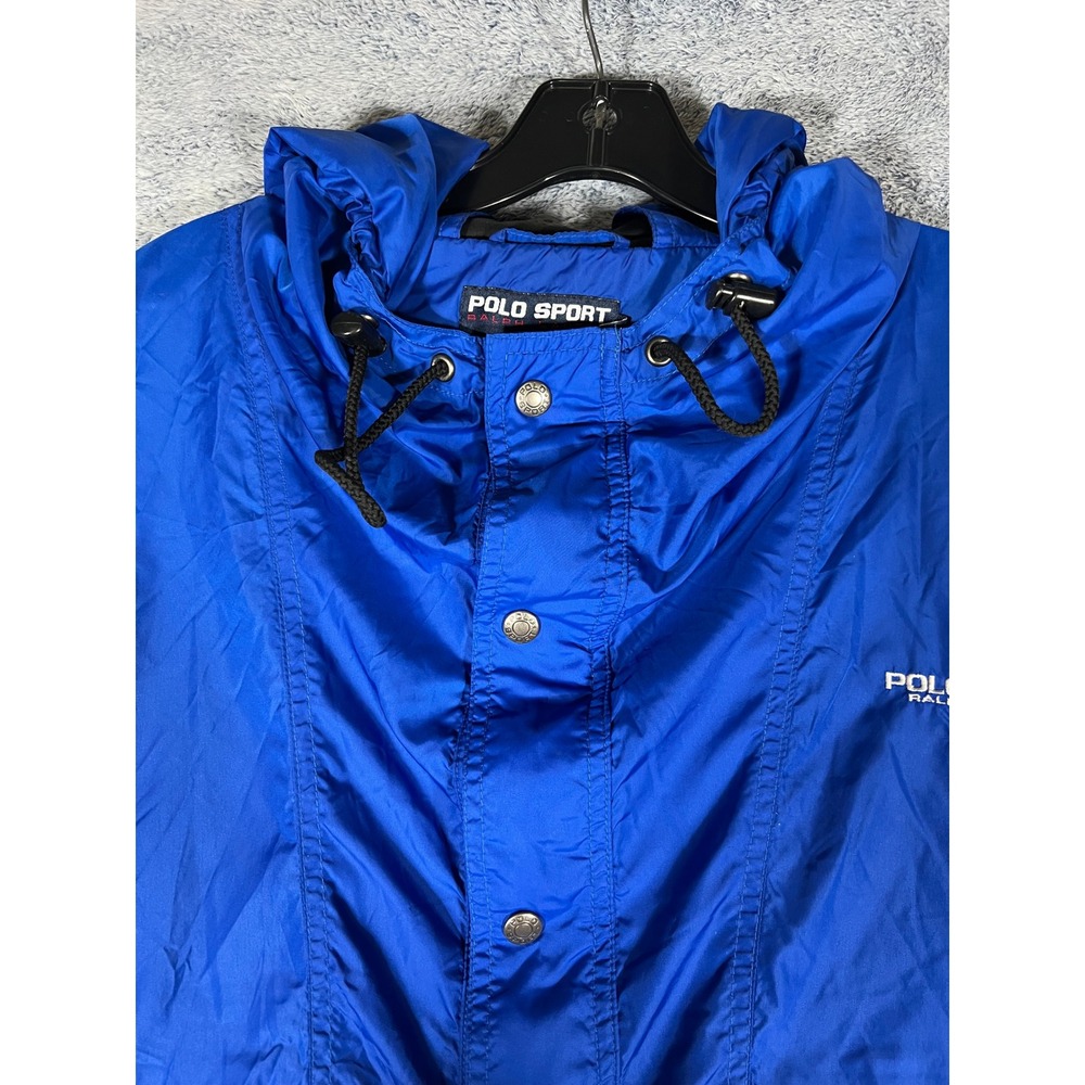 Polo‎ Sport Ralph Lauren Vintage Windbreaker Jacket Blue Mens Large Hooded 90s - Picture 2 of 16